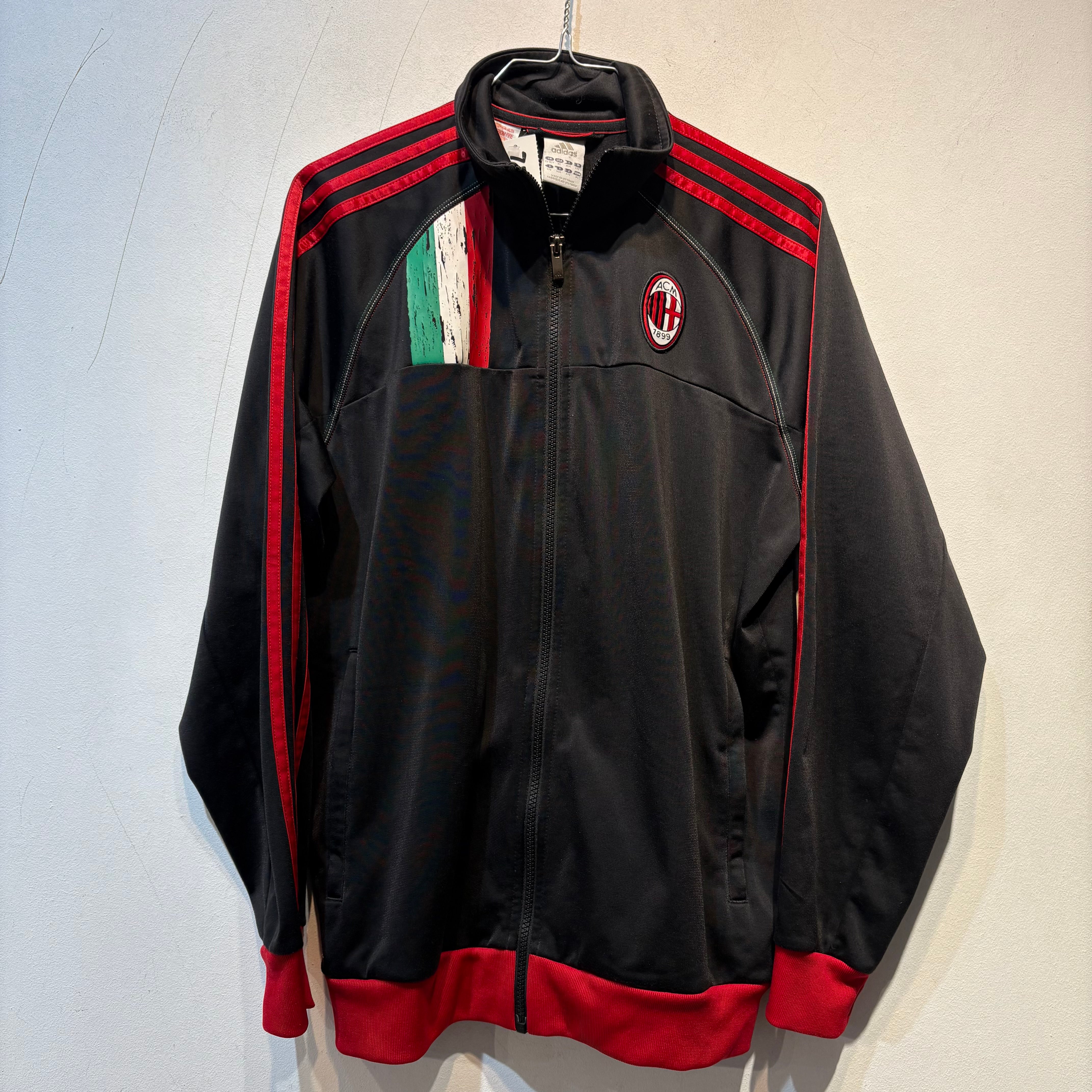 AC Milan Adidas Track Jacket – Youth XL (15–16Y) – Black/Red – Authentic