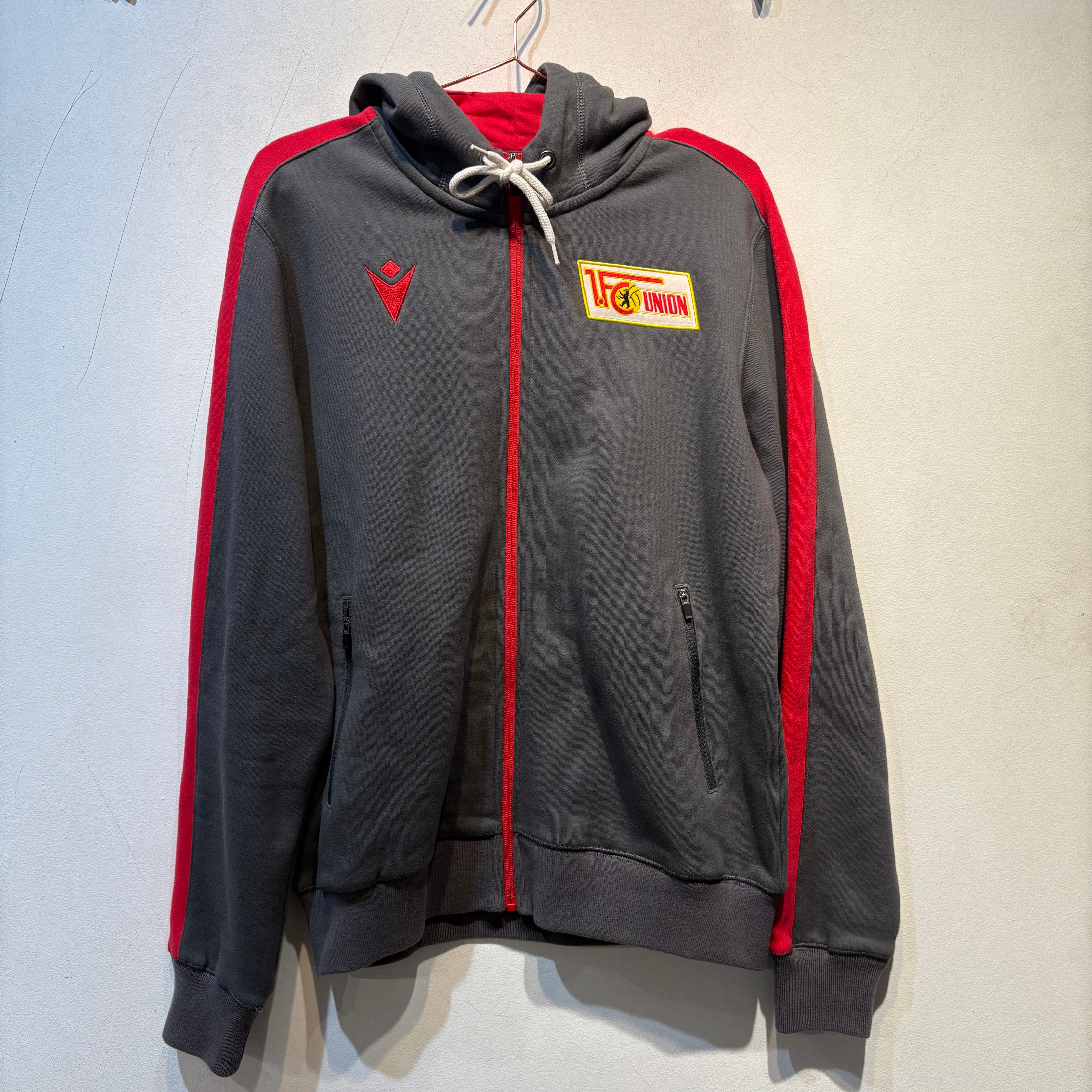 1. FC Union Berlin Macron Zip Hoodie – Grey/Red – Medium
