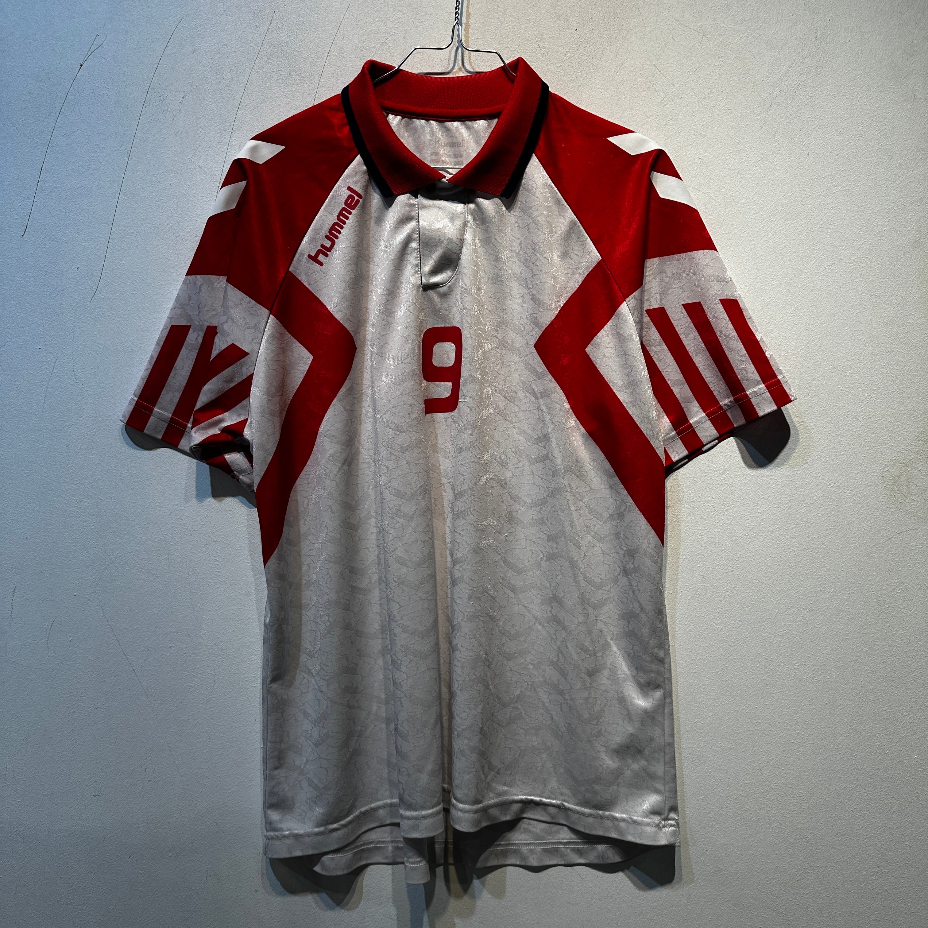 Vintage Hummel Denmark 1998–2000 Home Shirt — Size L — Red & White Polo Style