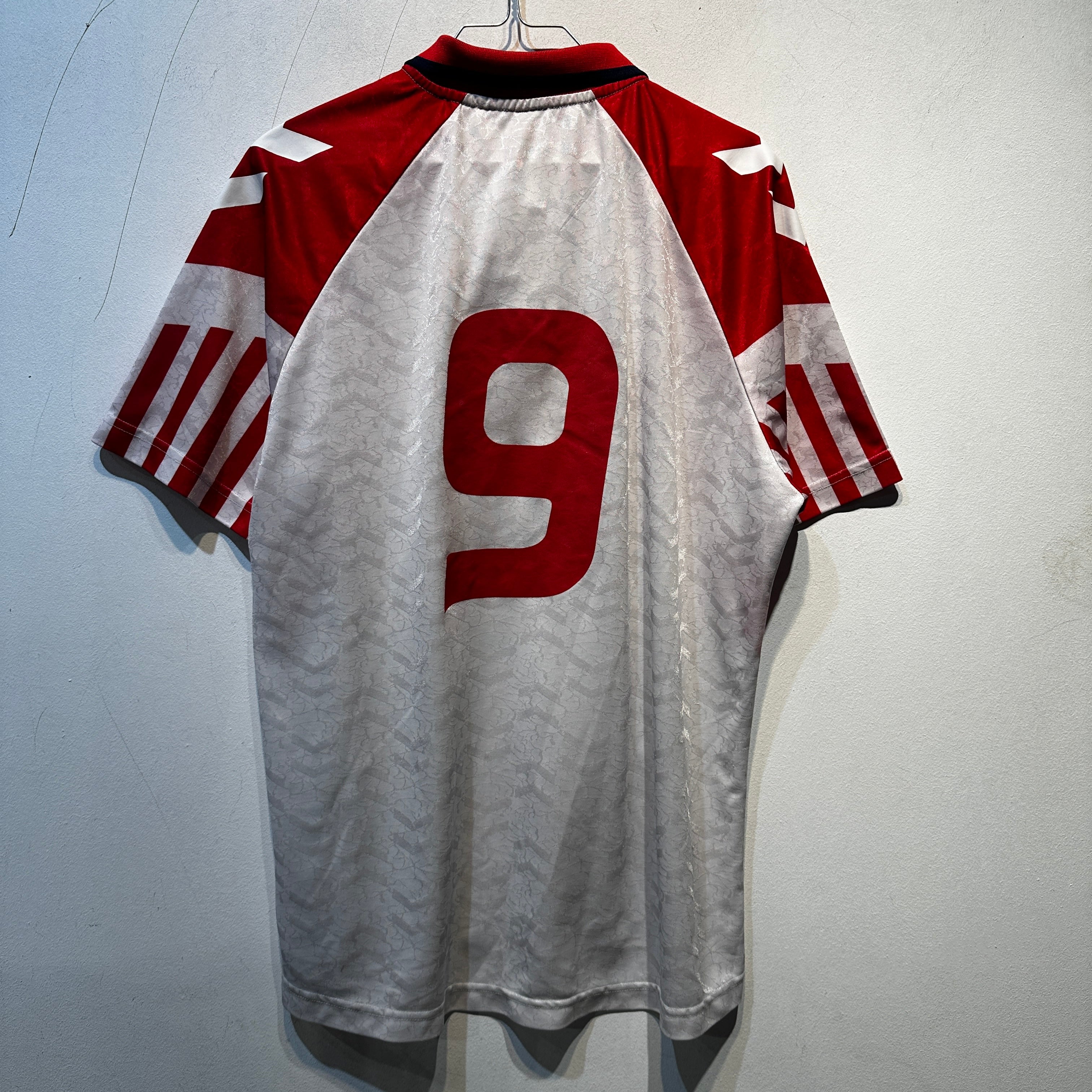 Vintage Hummel Denmark 1998–2000 Home Shirt — Size L — Red & White Polo Style