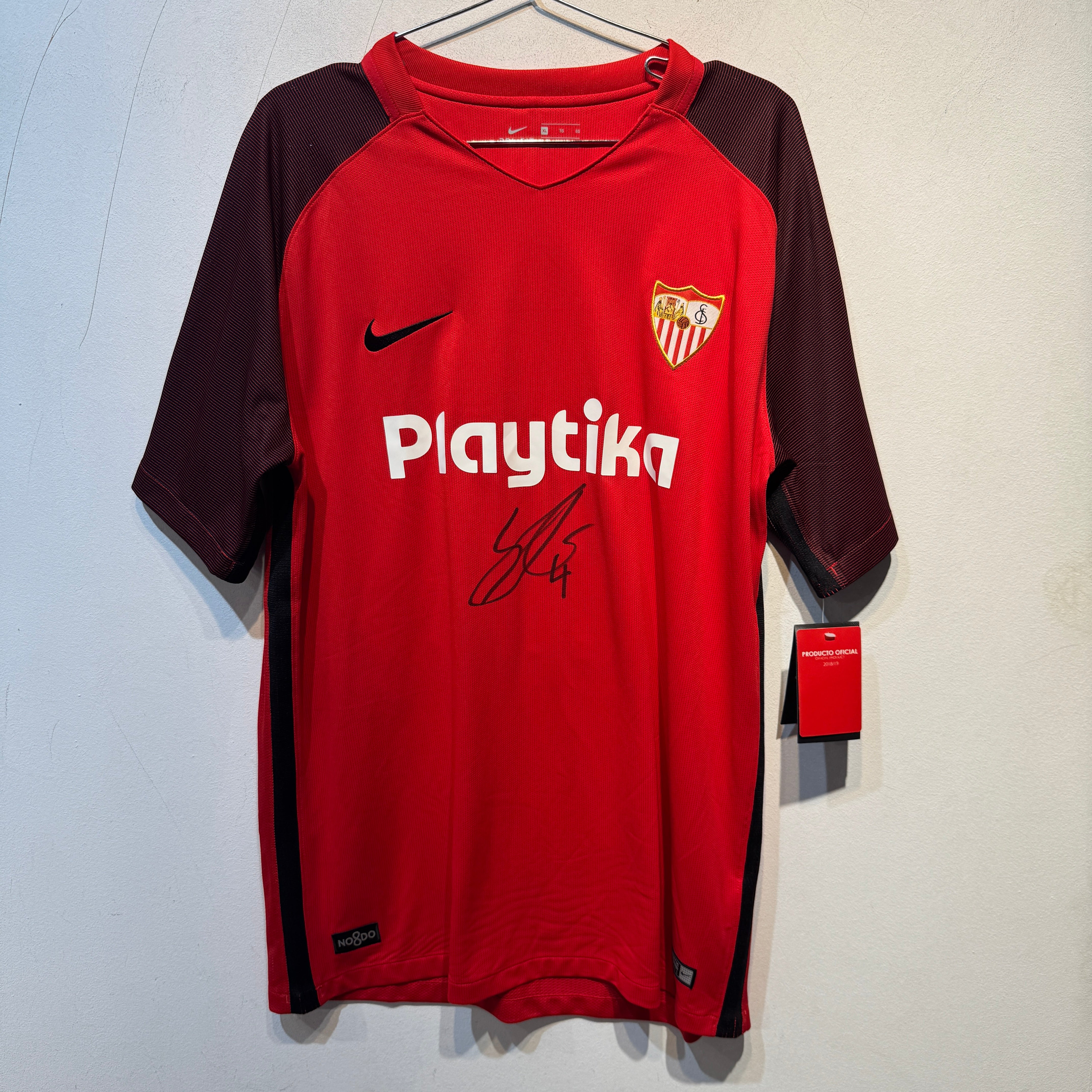 Sevilla FC “Kjær” Home – 2018/2019 – XL (Signed)